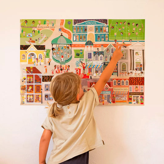 Didelis plakatas su daugkartiniais lipdukais MIESTAS