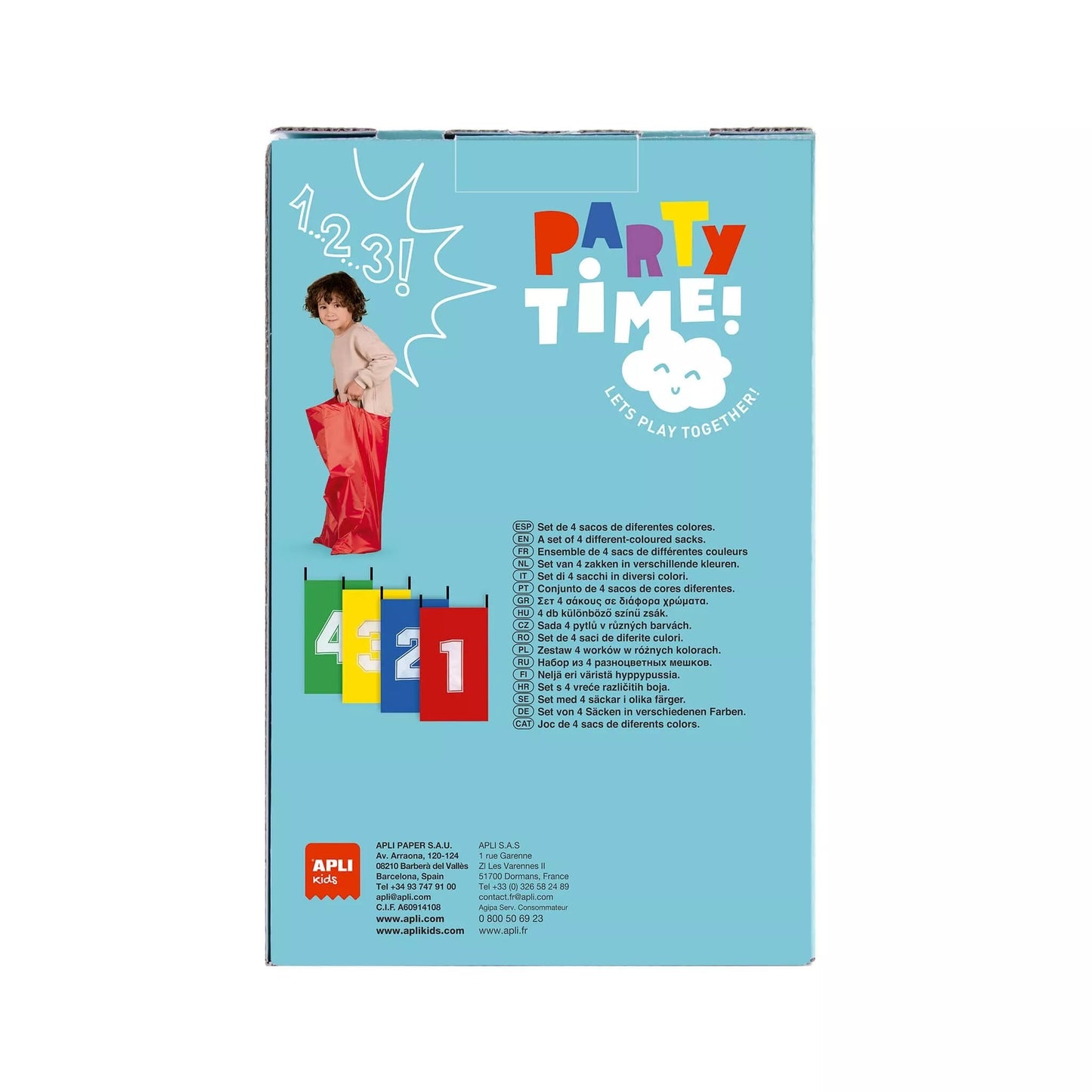 Apli Kids spalvoti šokinėjimo maišai (4 vnt.)